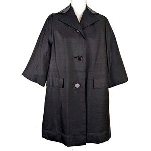 Vintage Milgrim Black Button Front Weather Proofed Coat Jacket Women's M